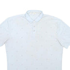 CALVIN KLEIN Mens Light Blue Polo Shirt Cotton Blend Short Sleeve All Over Logo