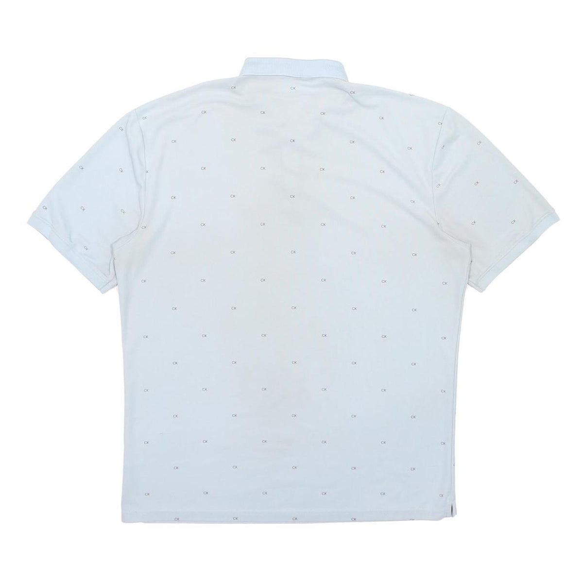 CALVIN KLEIN Mens Light Blue Polo Shirt Cotton Blend Short Sleeve All Over Logo