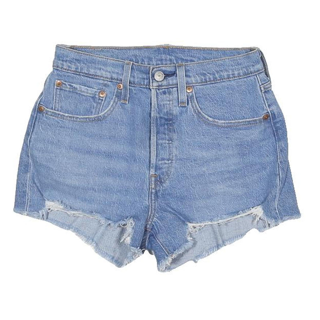LEVI'S Womens Blue Denim Casual Cut-Off Shorts S W26 Distressed Hem