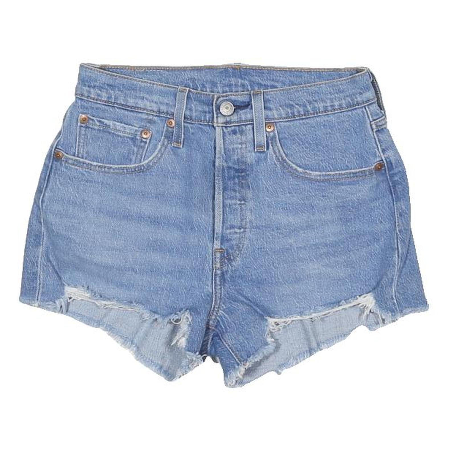 LEVI'S Womens Blue Denim Casual Cut-Off Shorts S W26 Distressed Hem
