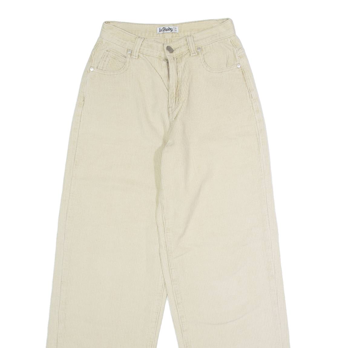 LA SHADY Mens Corduroy Trousers Beige Regular Straight W24 L28