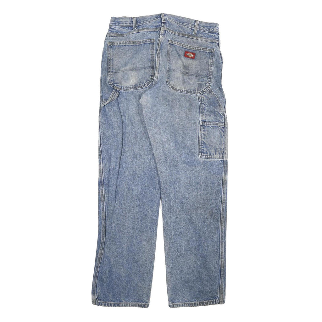 DICKIES Mens Jeans Blue Regular Straight Denim Medium W30 L30 Workwear Zip