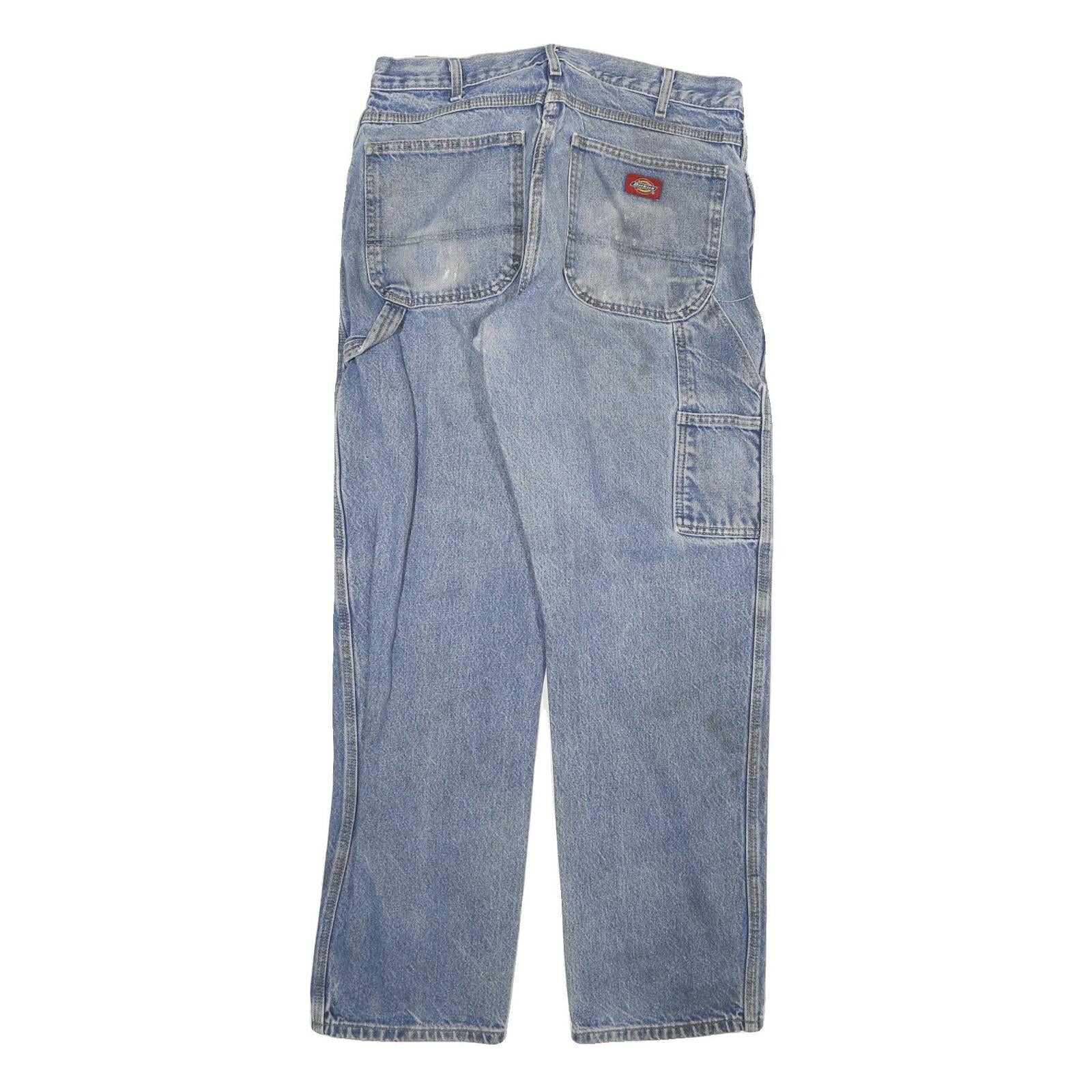 DICKIES Mens Jeans Blue Regular Straight Denim Medium W30 L30 Workwear Zip