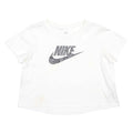 NIKE Girls White Black Logo Graphic T-Shirt L Short Sleeve Crew Neck Casual