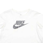 NIKE Girls White Black Logo Graphic T-Shirt L Short Sleeve Crew Neck Casual
