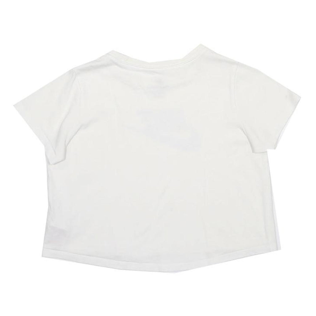 NIKE Girls White Black Logo Graphic T-Shirt L Short Sleeve Crew Neck Casual