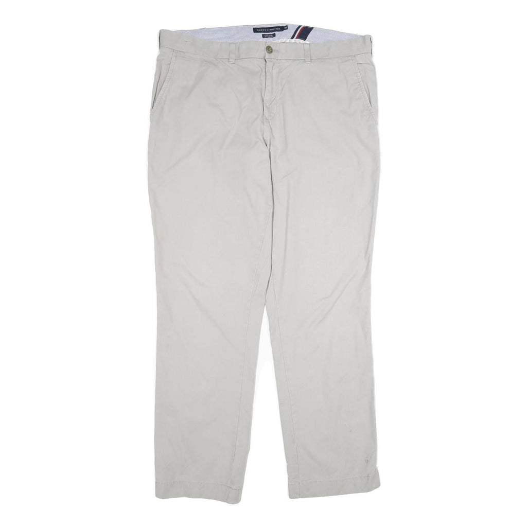 TOMMY HILFIGER Mens Cotton Beige Regular Straight Trousers W38 L30 Casual