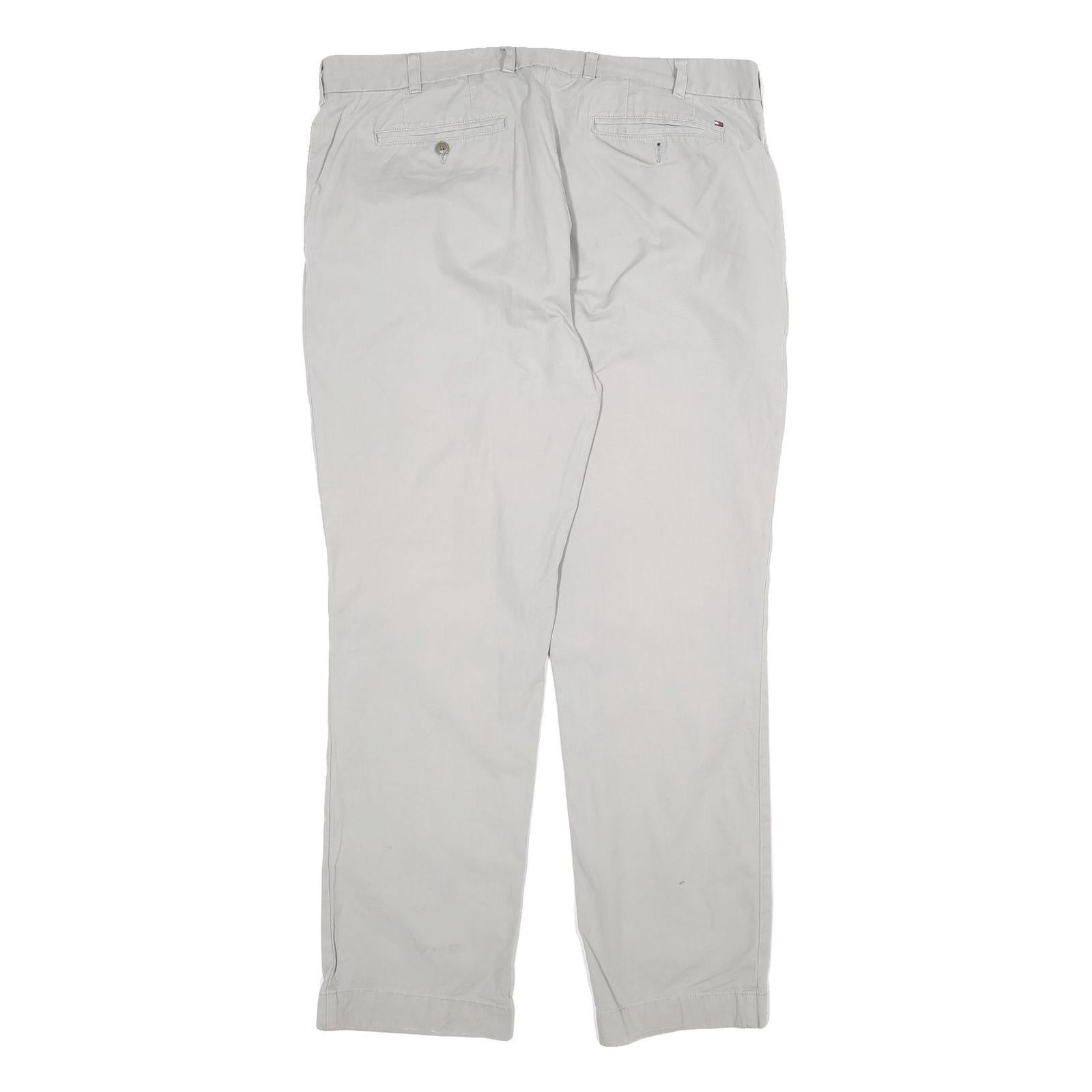 TOMMY HILFIGER Mens Cotton Beige Regular Straight Trousers W38 L30 Casual