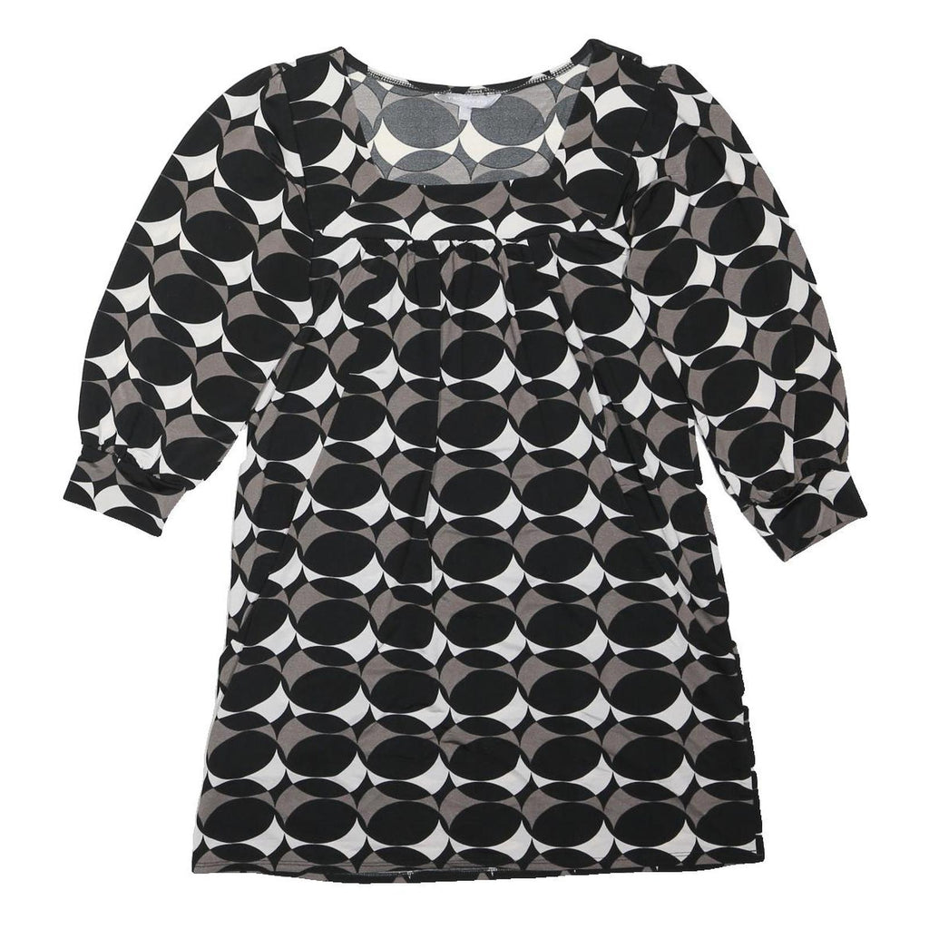 RED HERRING Womens Black & Grey Printed Blouse 3/4 Sleeve Round Neck UK 10