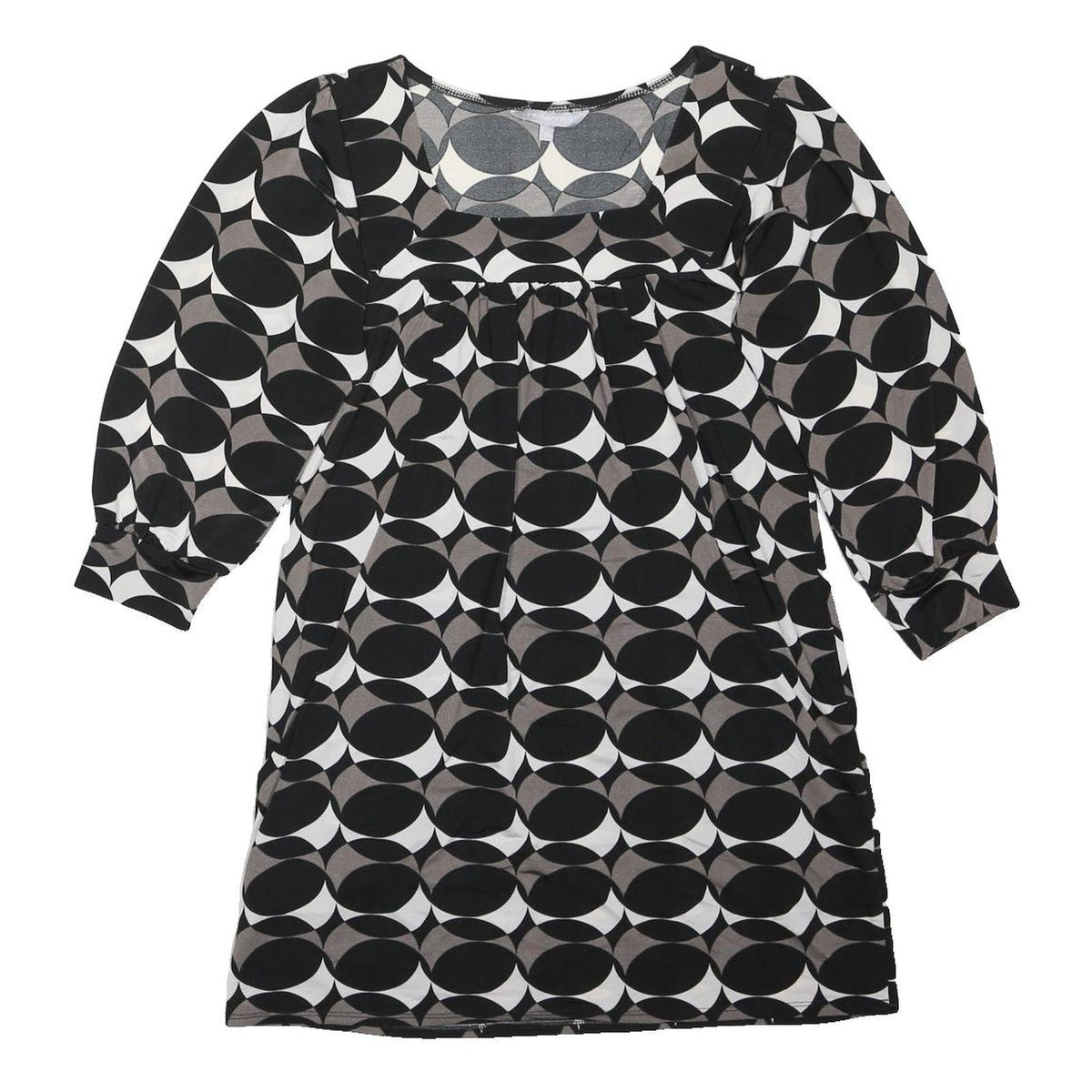 RED HERRING Womens Black & Grey Printed Blouse 3/4 Sleeve Round Neck UK 10