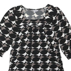 RED HERRING Womens Black & Grey Printed Blouse 3/4 Sleeve Round Neck UK 10