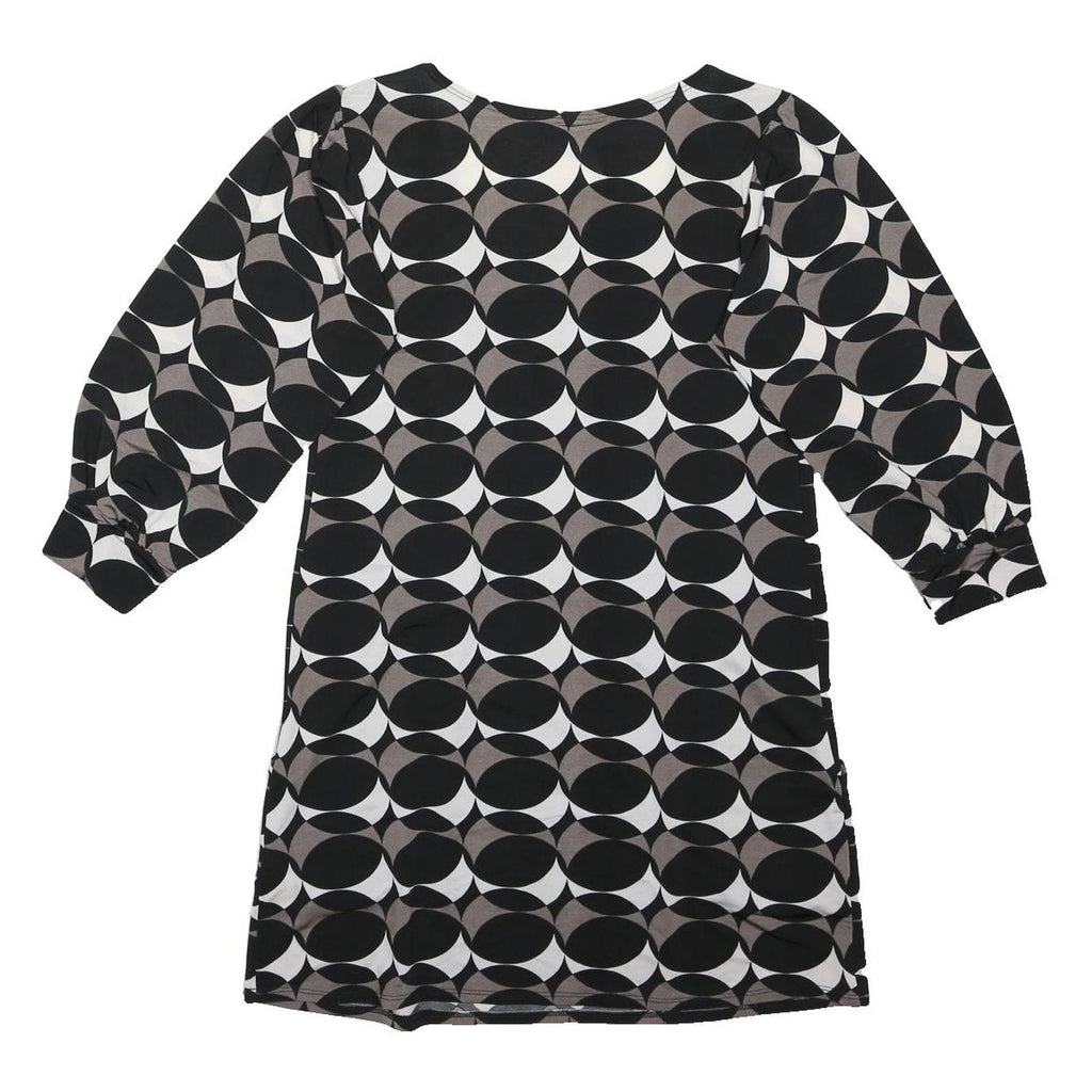 RED HERRING Womens Black & Grey Printed Blouse 3/4 Sleeve Round Neck UK 10