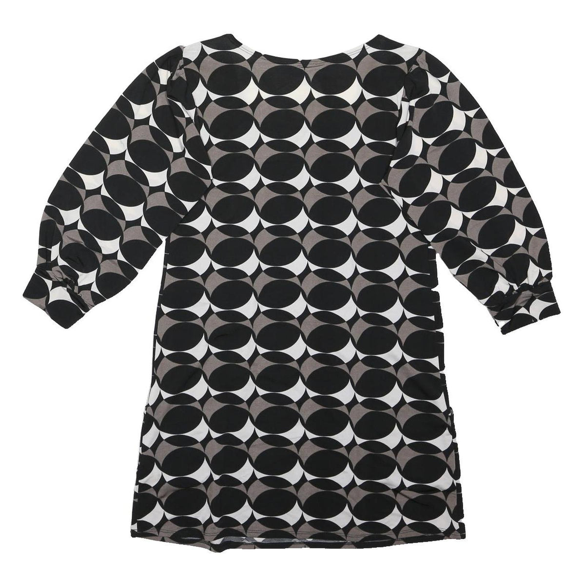 RED HERRING Womens Black & Grey Printed Blouse 3/4 Sleeve Round Neck UK 10