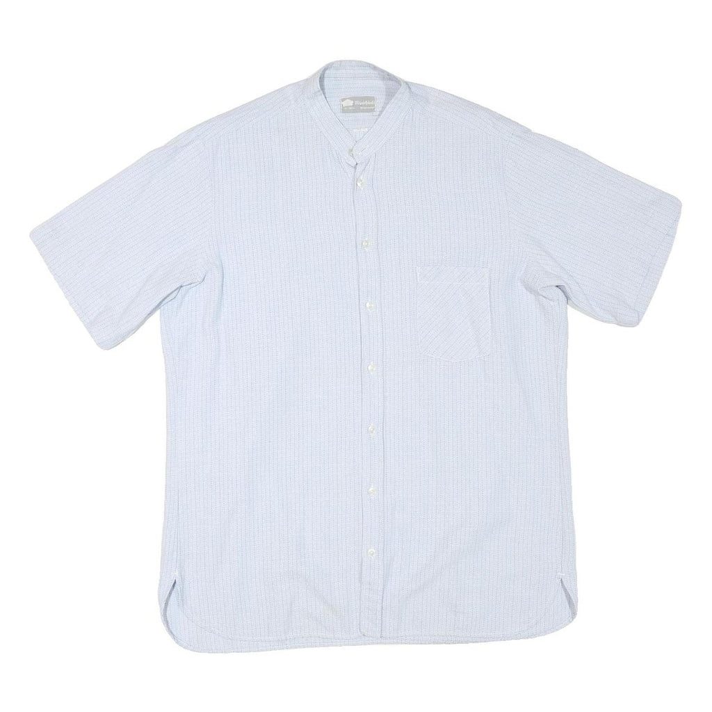 MARISHTLE Mens White Cotton Blend Shirt M Button Collar Short Sleeve Casual