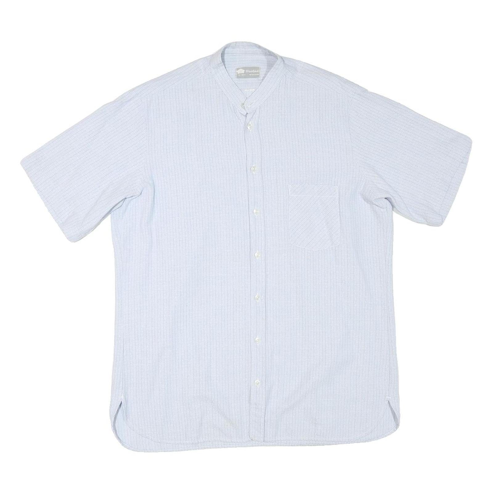 MARISHTLE Mens White Cotton Blend Shirt M Button Collar Short Sleeve Casual
