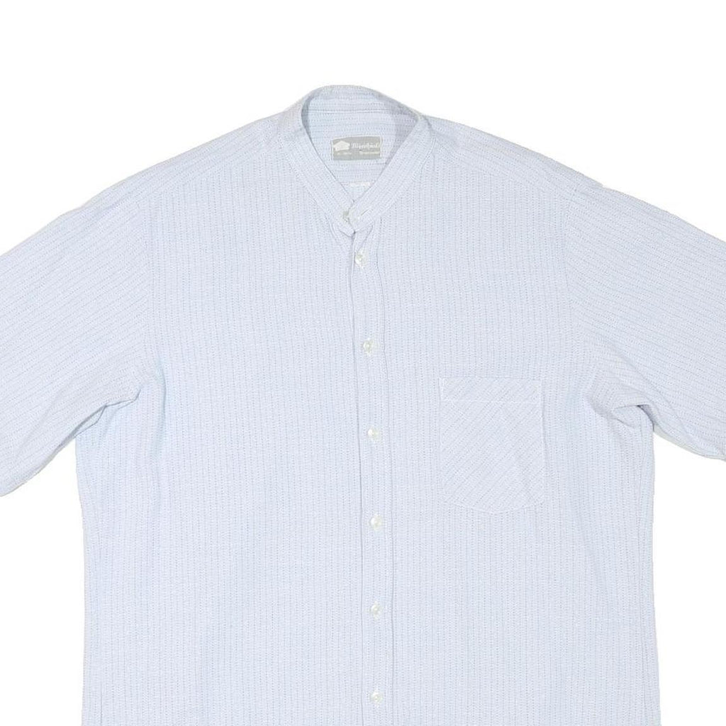 MARISHTLE Mens White Cotton Blend Shirt M Button Collar Short Sleeve Casual