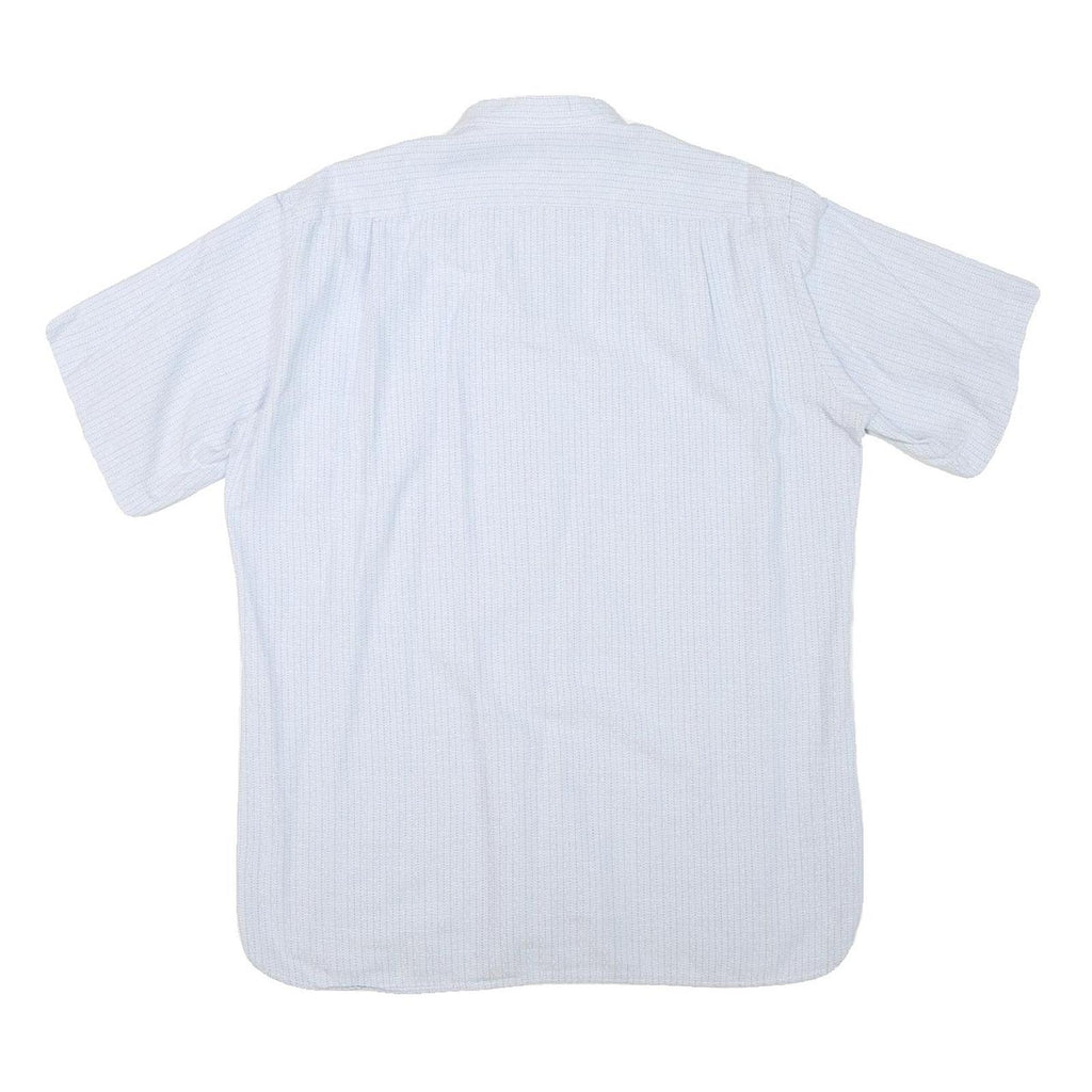 MARISHTLE Mens White Cotton Blend Shirt M Button Collar Short Sleeve Casual