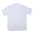 MARISHTLE Mens White Cotton Blend Shirt M Button Collar Short Sleeve Casual