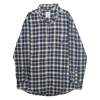 CHAPS Mens Blue & White Check Shirt M Cotton Classic Long Sleeve Casual