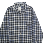 CHAPS Mens Blue & White Check Shirt M Cotton Classic Long Sleeve Casual