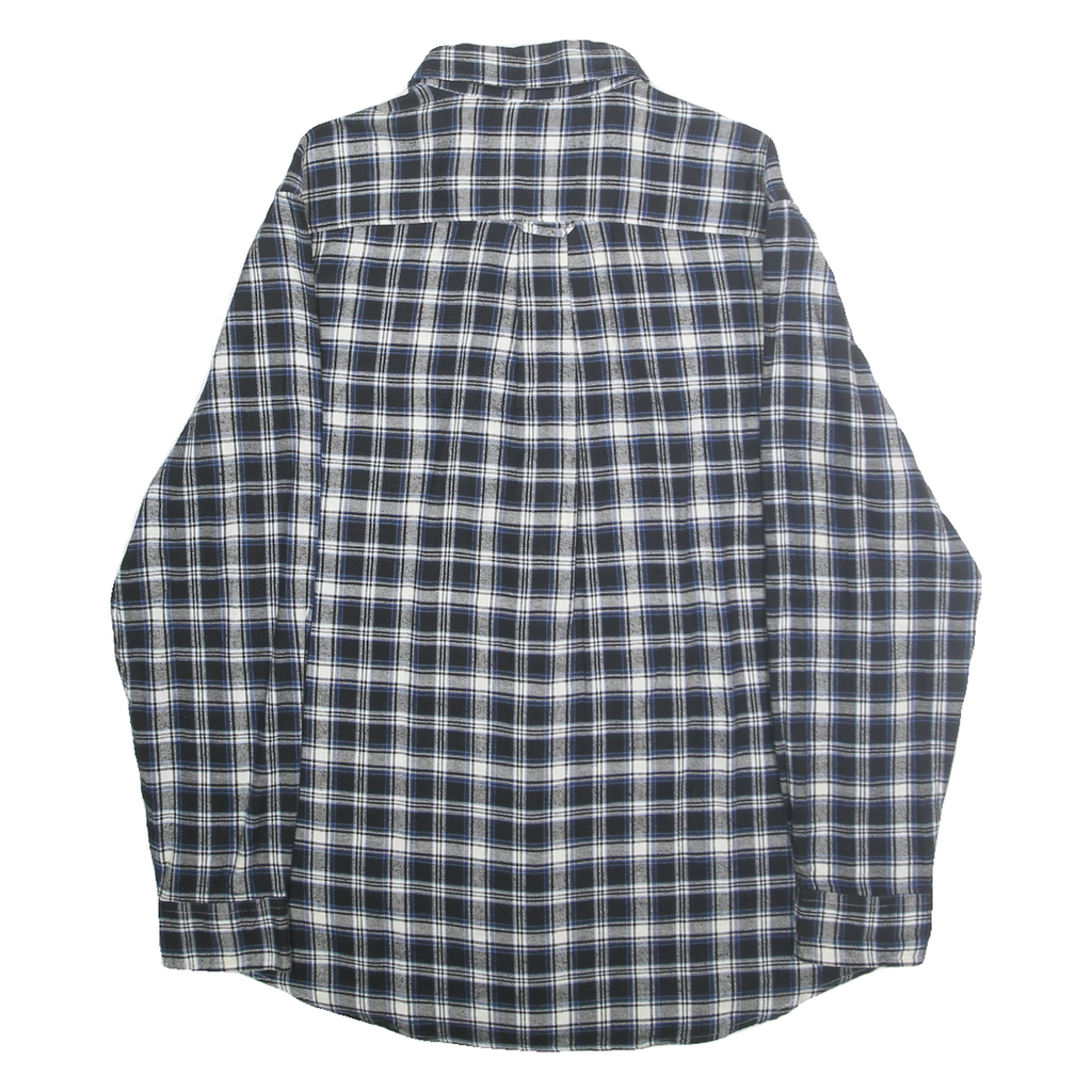 CHAPS Mens Blue & White Check Shirt M Cotton Classic Long Sleeve Casual