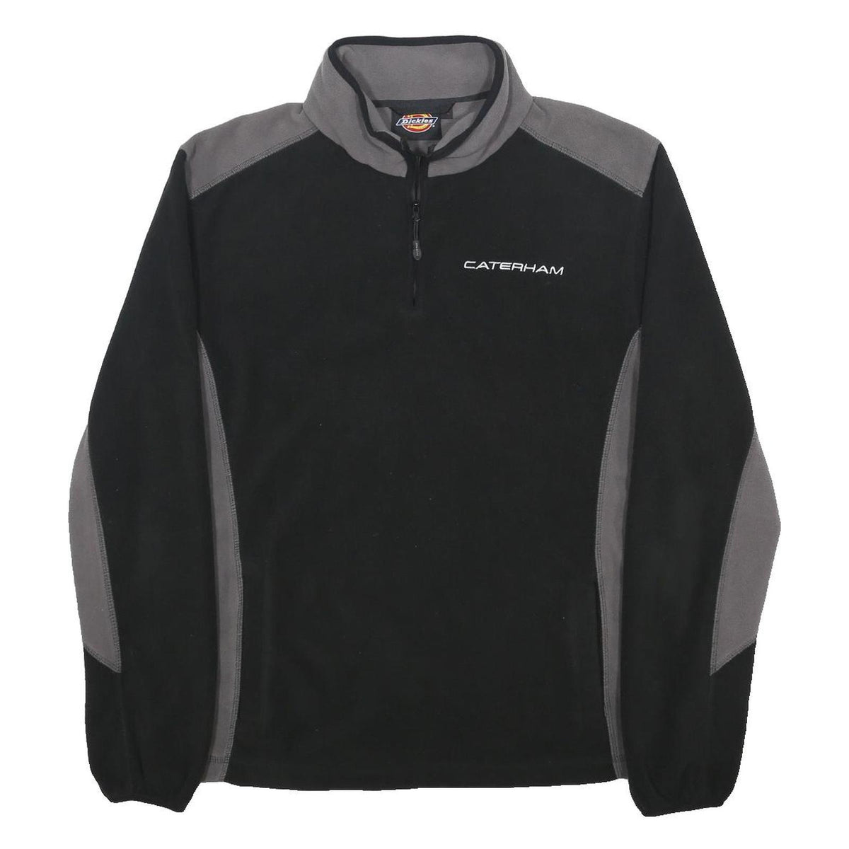 DICKIES Womens Black & Grey Plain Jumper 1/4 Zip Polyester XL Casual Fleece