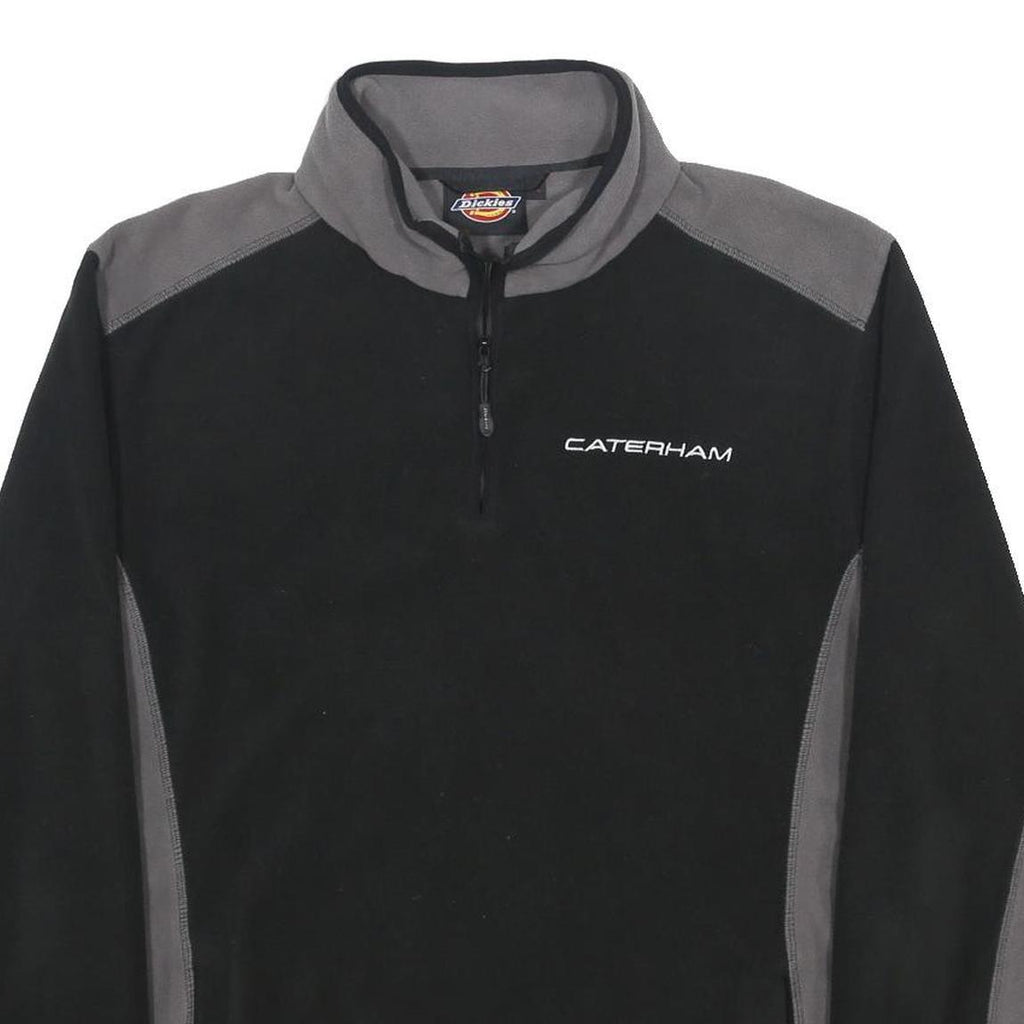 DICKIES Womens Black & Grey Plain Jumper 1/4 Zip Polyester XL Casual Fleece