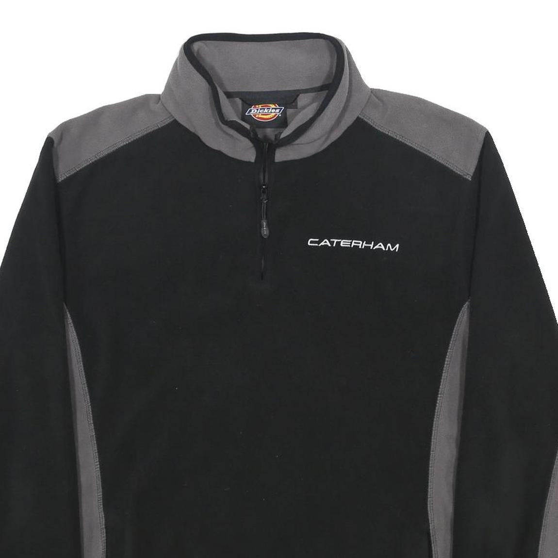 DICKIES Womens Black & Grey Plain Jumper 1/4 Zip Polyester XL Casual Fleece