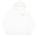 CHAMPION Mens White Pullover 2XL Cotton Blend Hoodie Drawstring Band Collar Long