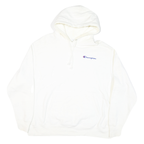 CHAMPION Mens White Pullover 2XL Cotton Blend Hoodie Drawstring Band Collar Long