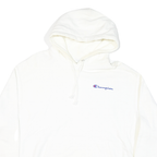 CHAMPION Mens White Pullover 2XL Cotton Blend Hoodie Drawstring Band Collar Long