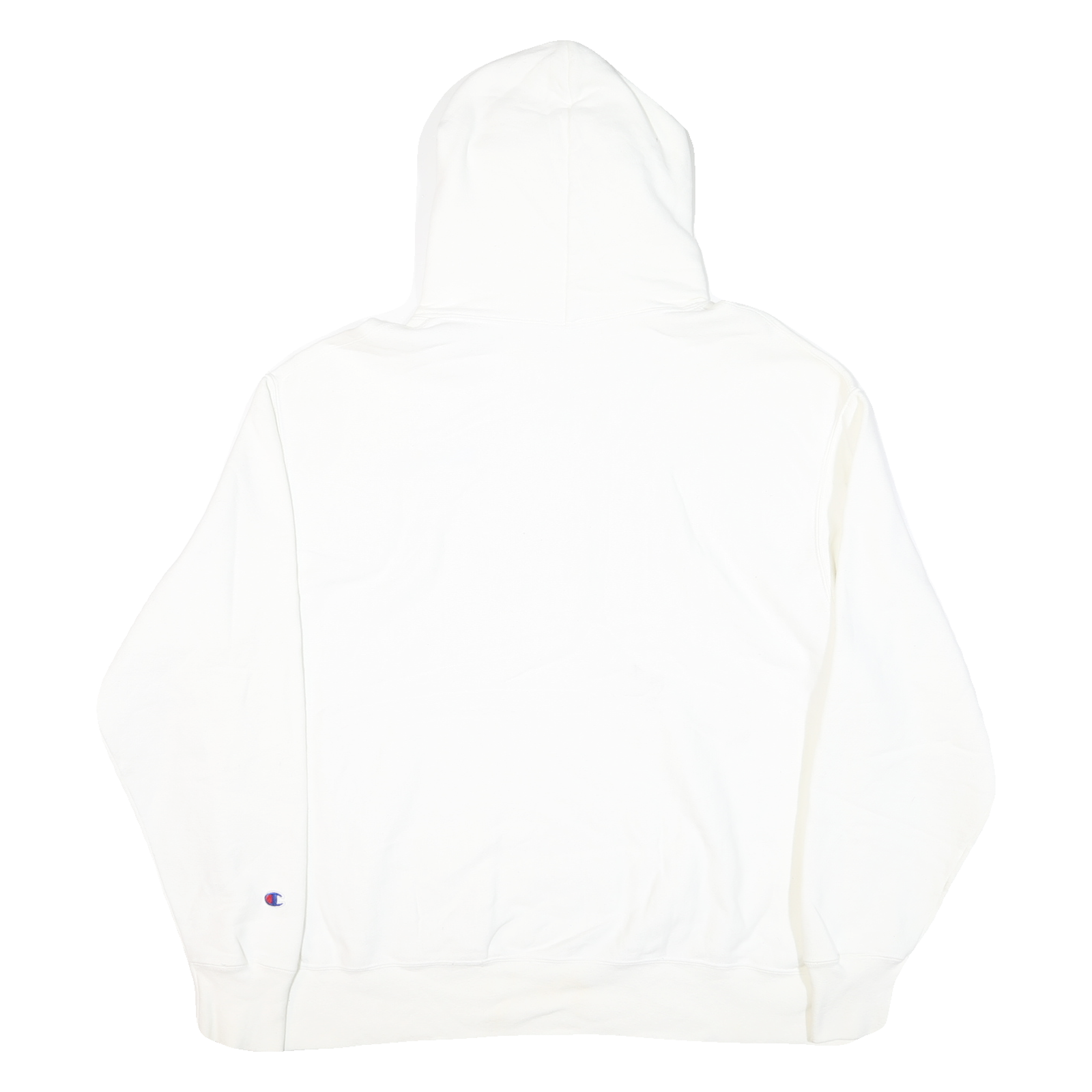 CHAMPION Mens White Pullover 2XL Cotton Blend Hoodie Drawstring Band Collar Long