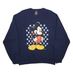 MICKEY UNLIMITED Mens Navy Blue Mickey Mouse Crew Neck L Sweatshirt Cartoon