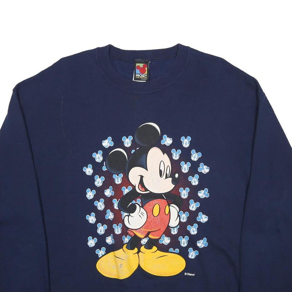 MICKEY UNLIMITED Mens Navy Blue Mickey Mouse Crew Neck L Sweatshirt Cartoon