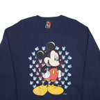 MICKEY UNLIMITED Mens Navy Blue Mickey Mouse Crew Neck L Sweatshirt Cartoon