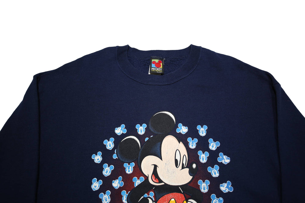 MICKEY UNLIMITED Mens Navy Blue Mickey Mouse Crew Neck L Sweatshirt Cartoon