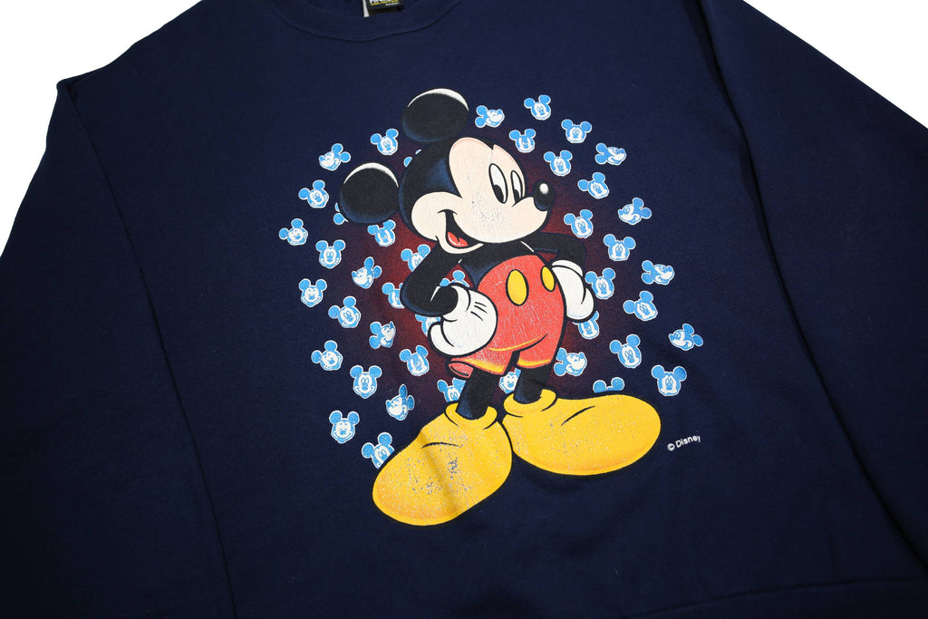 MICKEY UNLIMITED Mens Navy Blue Mickey Mouse Crew Neck L Sweatshirt Cartoon