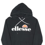 ELLESSE Womens Black Hooded Pullover UK 12 Cotton Blend Logo Hoodie