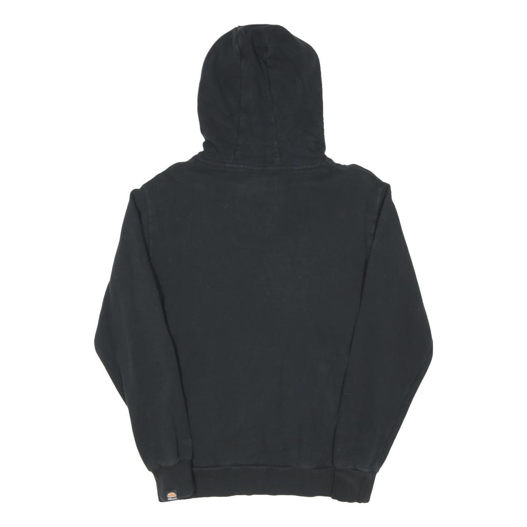 ELLESSE Womens Black Hooded Pullover UK 12 Cotton Blend Logo Hoodie