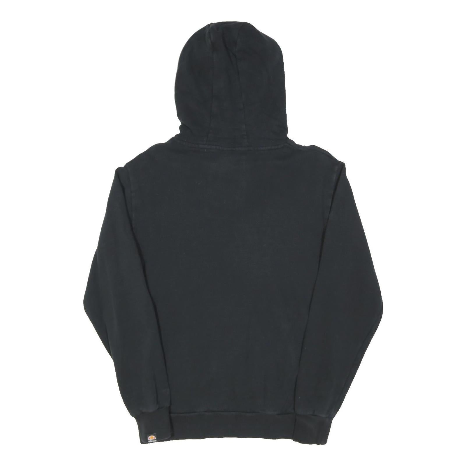 ELLESSE Womens Black Hooded Pullover UK 12 Cotton Blend Logo Hoodie