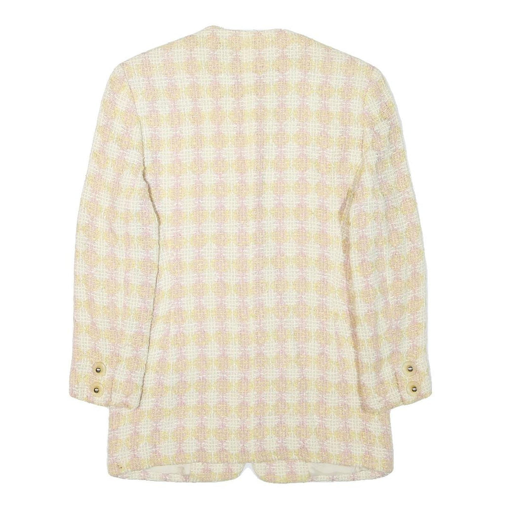 BON GENIE Womens Yellow & White Checked Wool Blend Button Jacket XXS Woven
