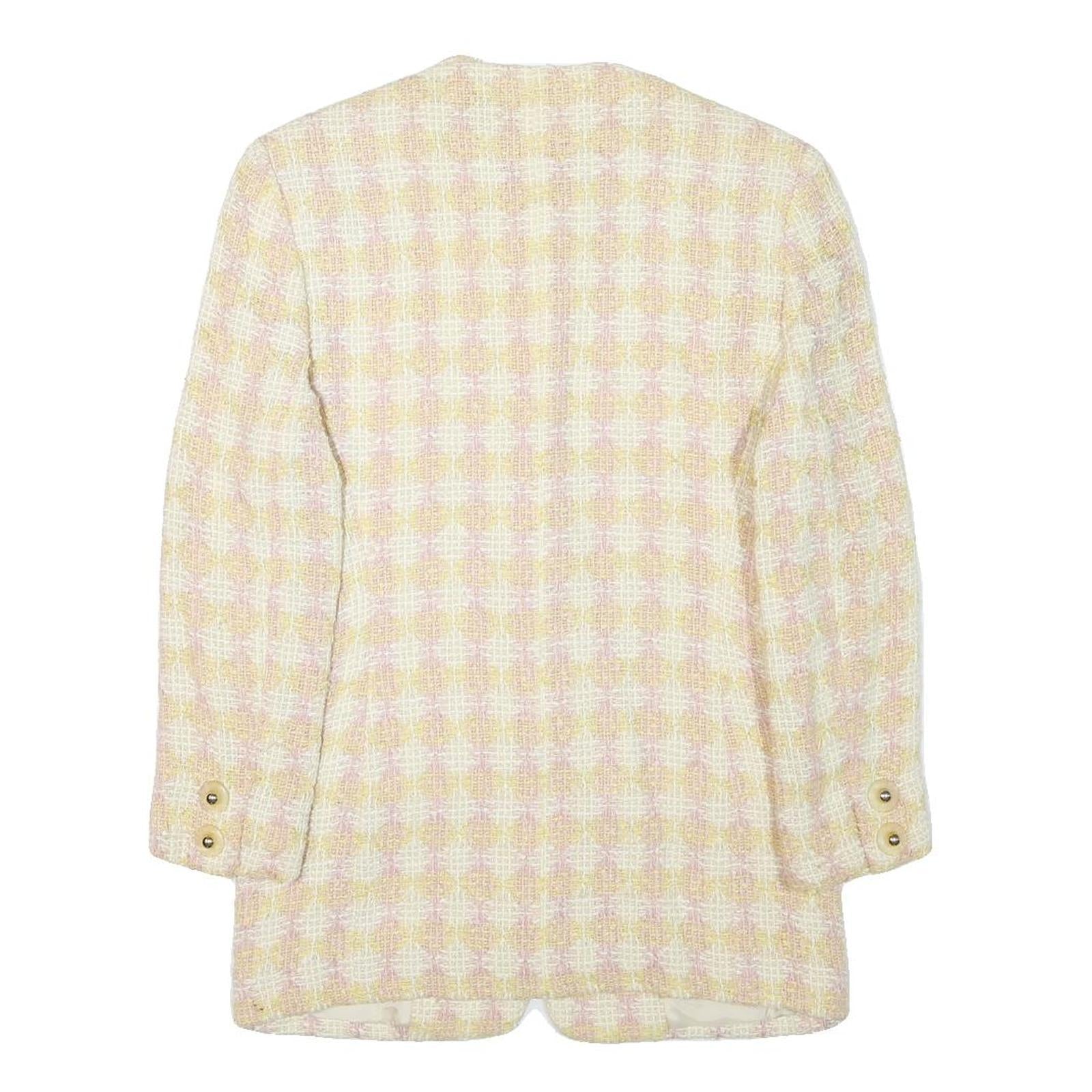 BON GENIE Womens Yellow & White Checked Wool Blend Button Jacket XXS Woven