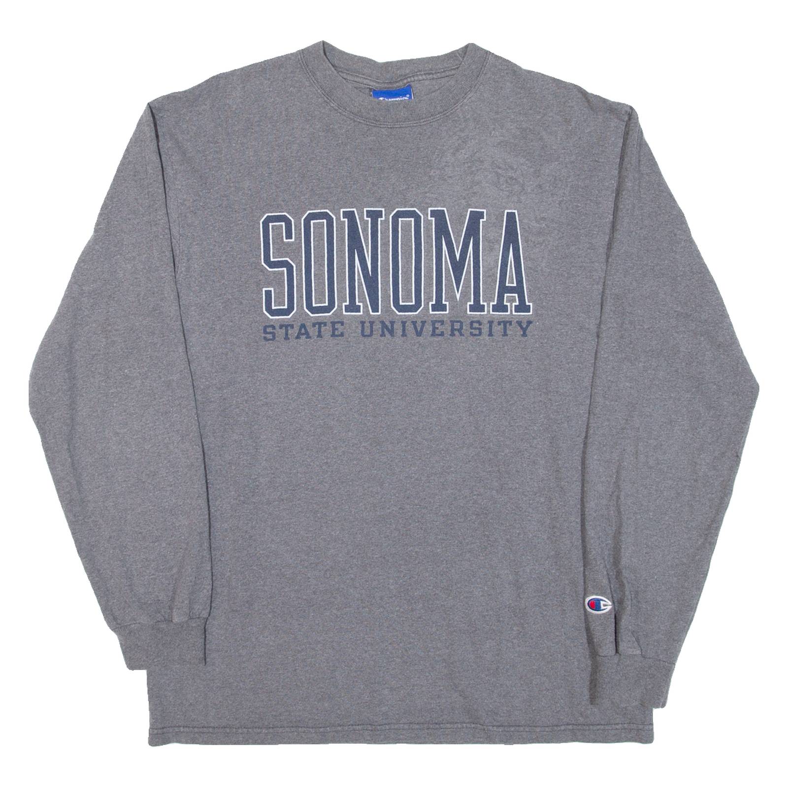 CHAMPION Sonoma State University Mens T-Shirt Grey Long Sleeve USA M