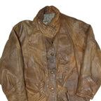 Womens Brown Button Jacket M Polyester Blend Plain Vintage Style Casual Wear