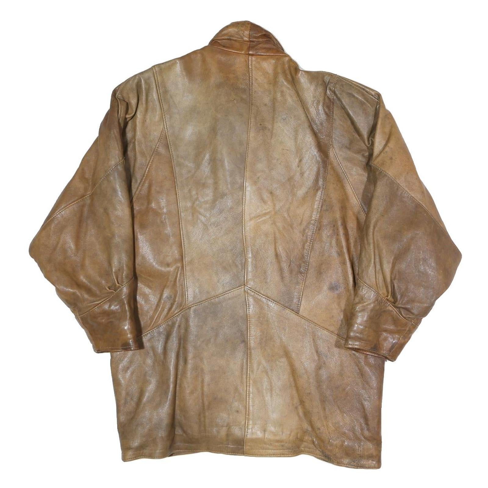 Womens Brown Button Jacket M Polyester Blend Plain Vintage Style Casual Wear