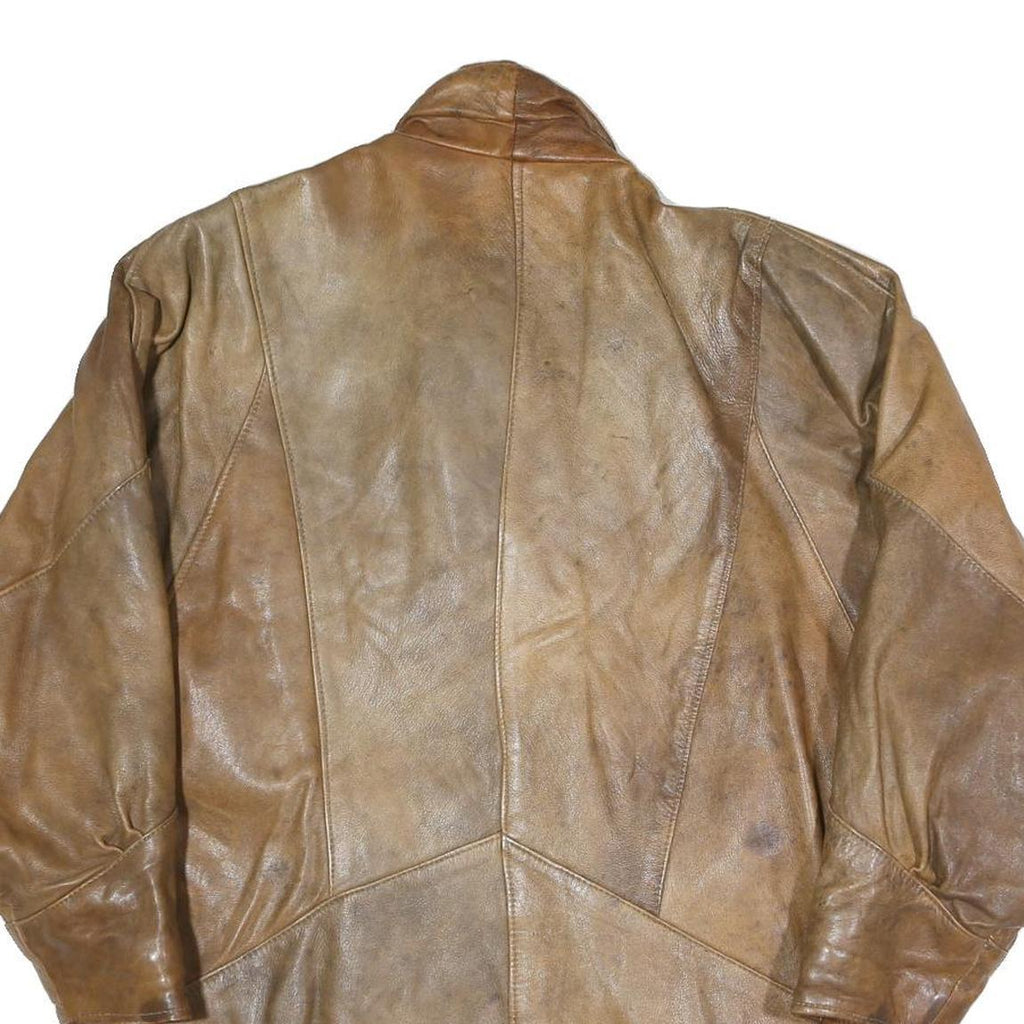 Womens Brown Button Jacket M Polyester Blend Plain Vintage Style Casual Wear