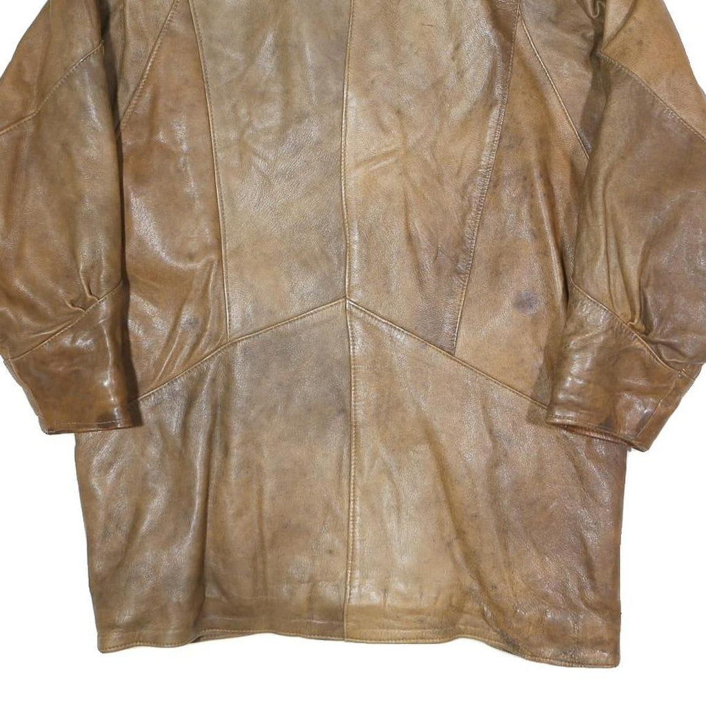 Womens Brown Button Jacket M Polyester Blend Plain Vintage Style Casual Wear