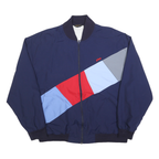 PRINCE Mens Navy Blue Red & Grey Colourblock Zip Jacket XL Nylon Casual