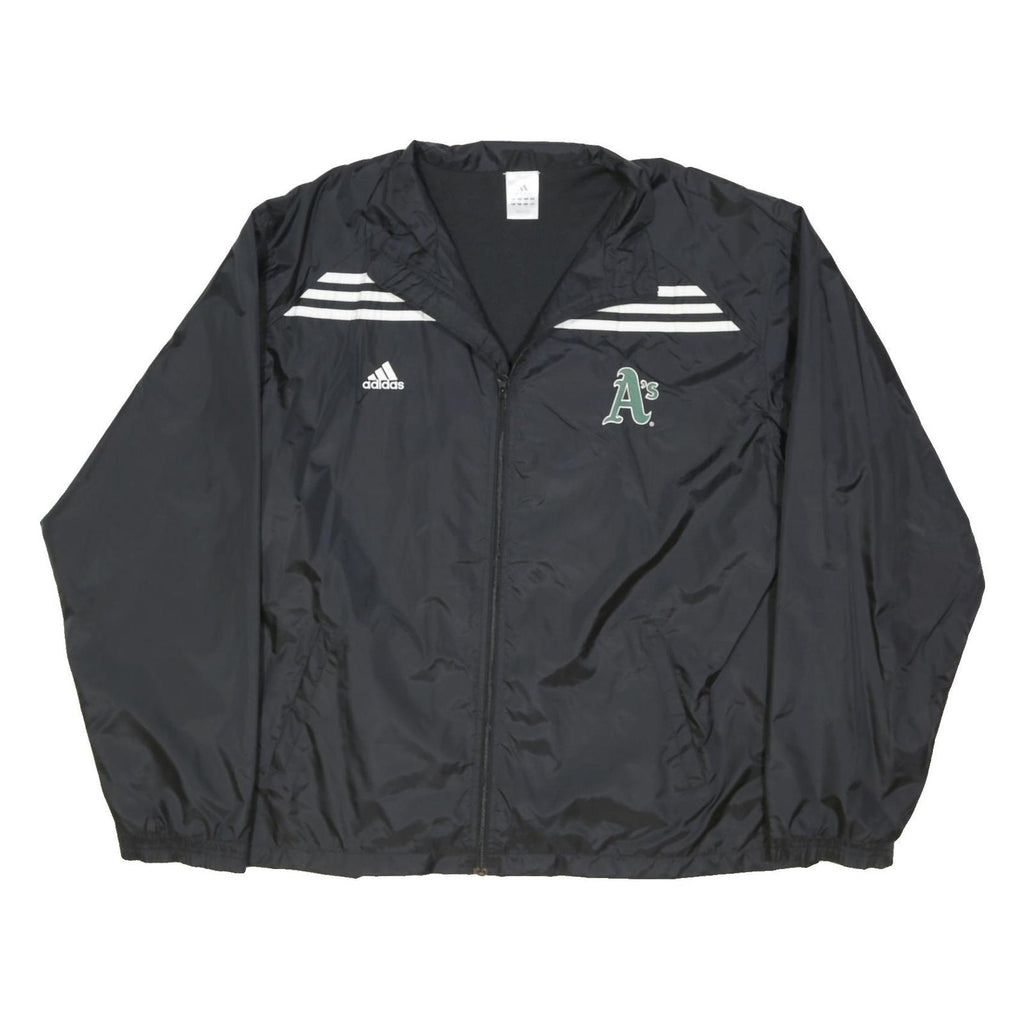 ADIDAS Mens Black Track Jacket XL Polyester Plain A's Logo Zip