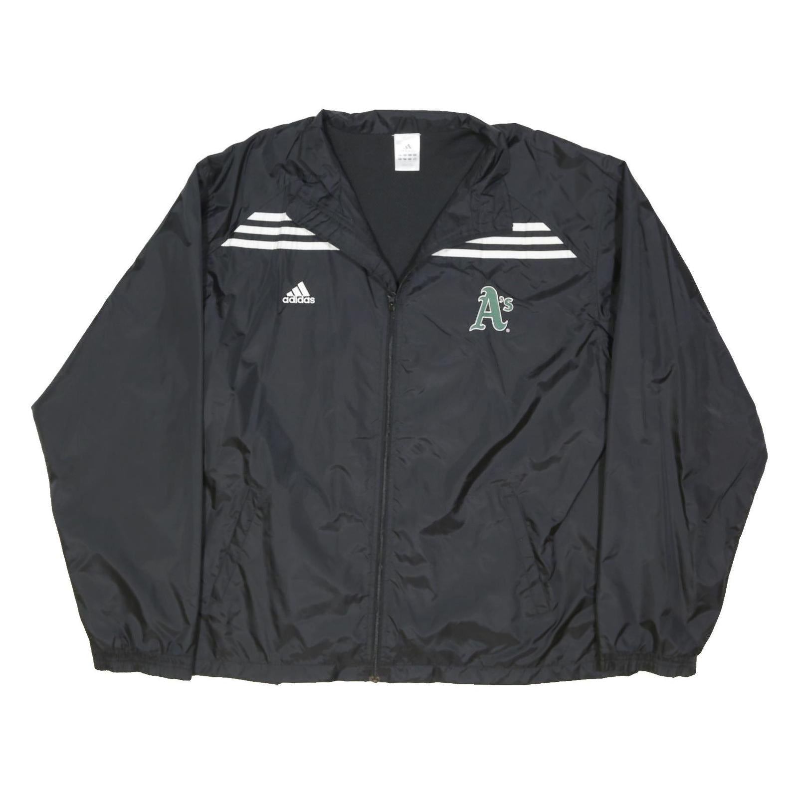 ADIDAS Mens Black Track Jacket XL Polyester Plain A's Logo Zip
